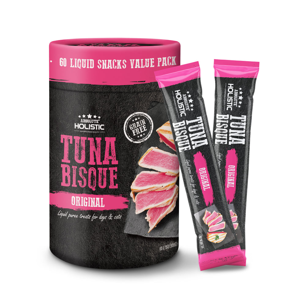 Absolute Holistic Tuna Bisque Original Liquid Puree Treats for Cats & Dogs (15g x 60)
