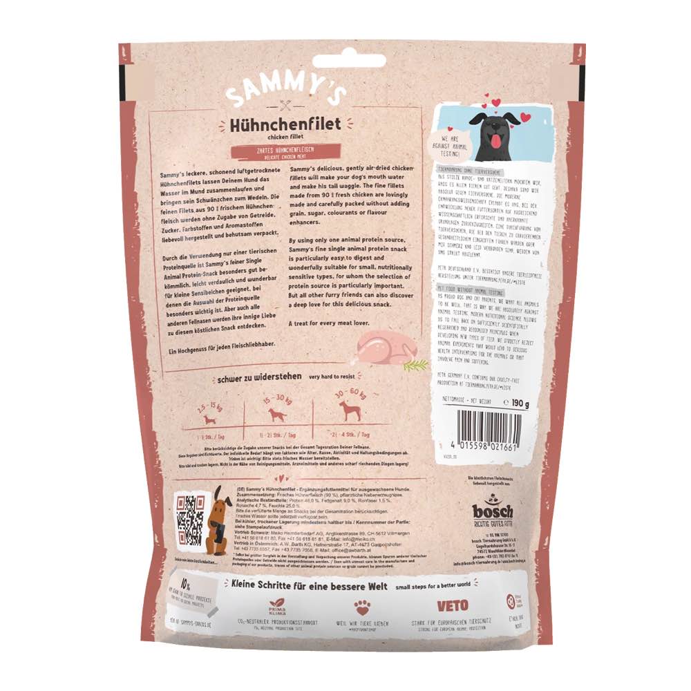 '50% OFF (Exp 9Jun25)': Bosch Sammy's Chicken Fillet Grain-Free Dog Treats 190g