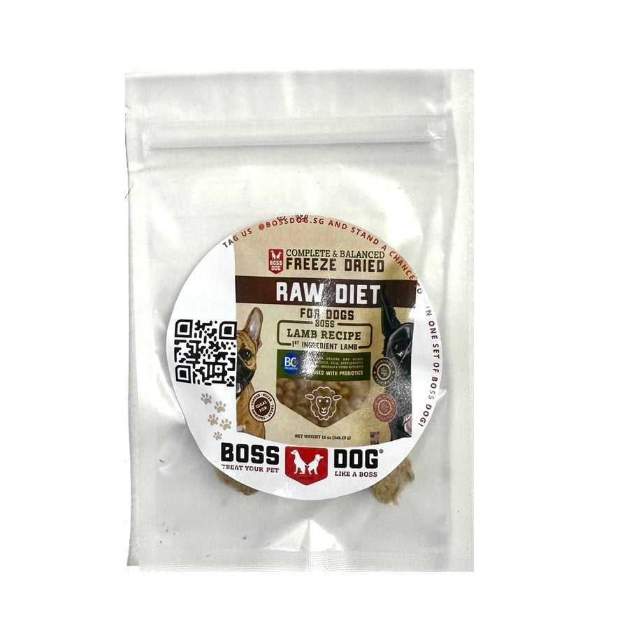 FREE SAMPLE (1 per order): Boss Dog Lamb Grain-Free Freeze-Dried Raw Dog Food