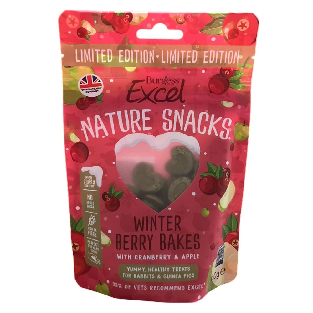 Burgess Excel Nature Snacks Winter Berry Bakes For Rabbits & Guinea Pigs 60g