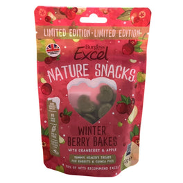 Burgess Excel Nature Snacks Winter Berry Bakes For Rabbits & Guinea Pigs 60g