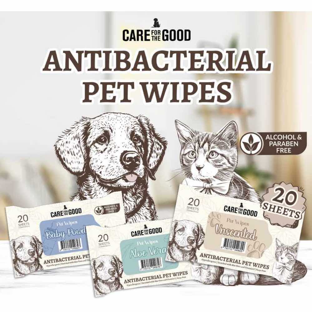 Care For The Good Antibacterial Pet Wipes For Cats & Dogs 20pc