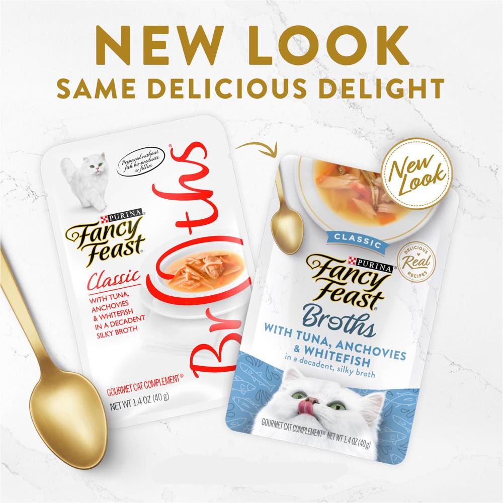 12% OFF: Fancy Feast Classic Broths Tuna, Anchovies & Whitefish Pouch Cat Food 40g x16