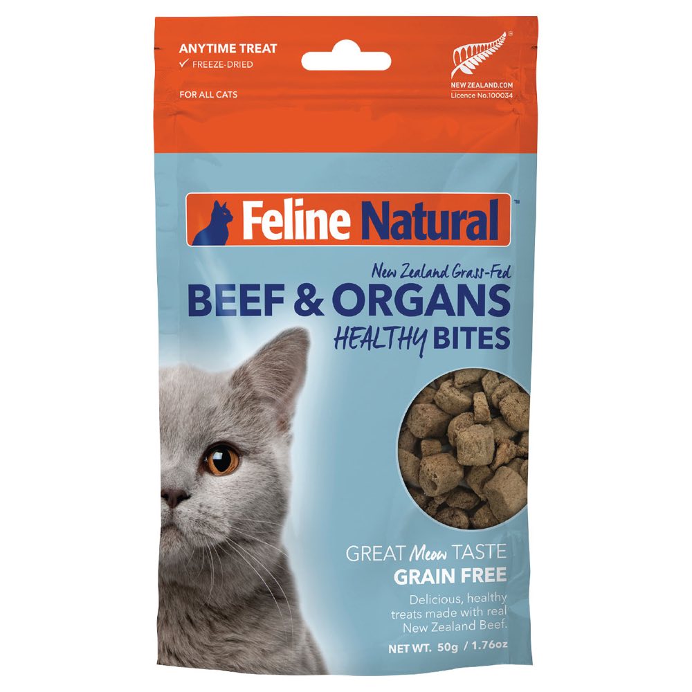 Feline Natural Healthy Bites Beef & Organs Freeze-Dried Cat Treats 50g