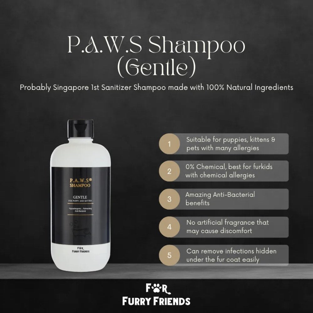 For Furry Friends P.A.W.S Gentle Puppy & Kitten Shampoo For Cats & Dogs 500ml