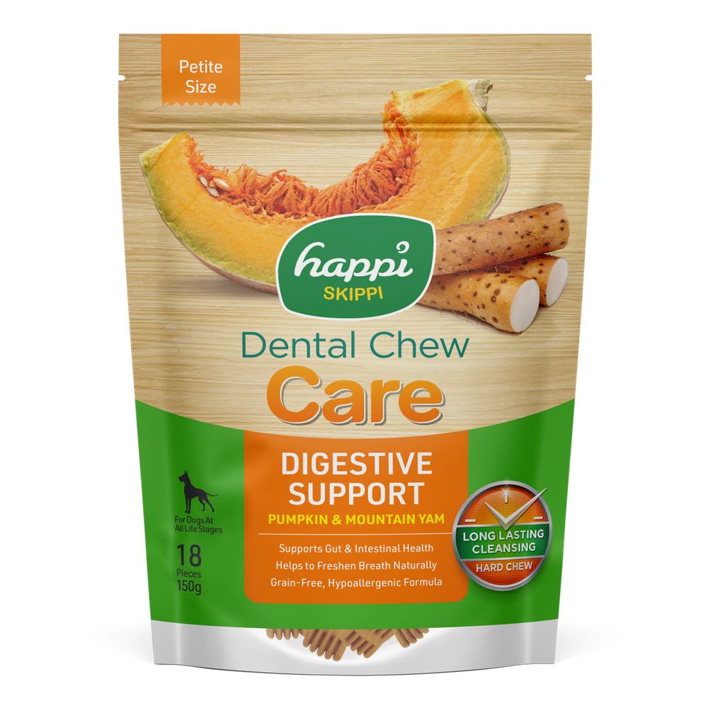 Happi Skippi Care Pumpkin & Mountain Yam Digestive Support Grain-Free Dental Dog Chews 150g