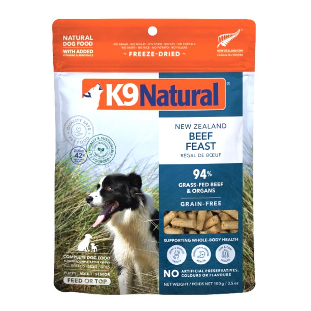 K9 Natural Beef Feast Grain-Free Freeze-Dried Raw Dog Food Topper 100g