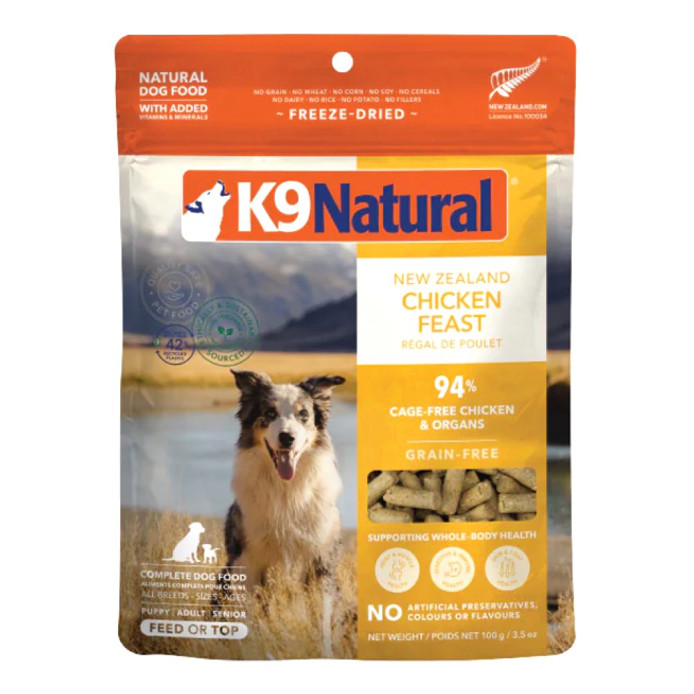 K9 Natural Chicken Feast Grain-Free Freeze-Dried Raw Dog Food Topper 100g