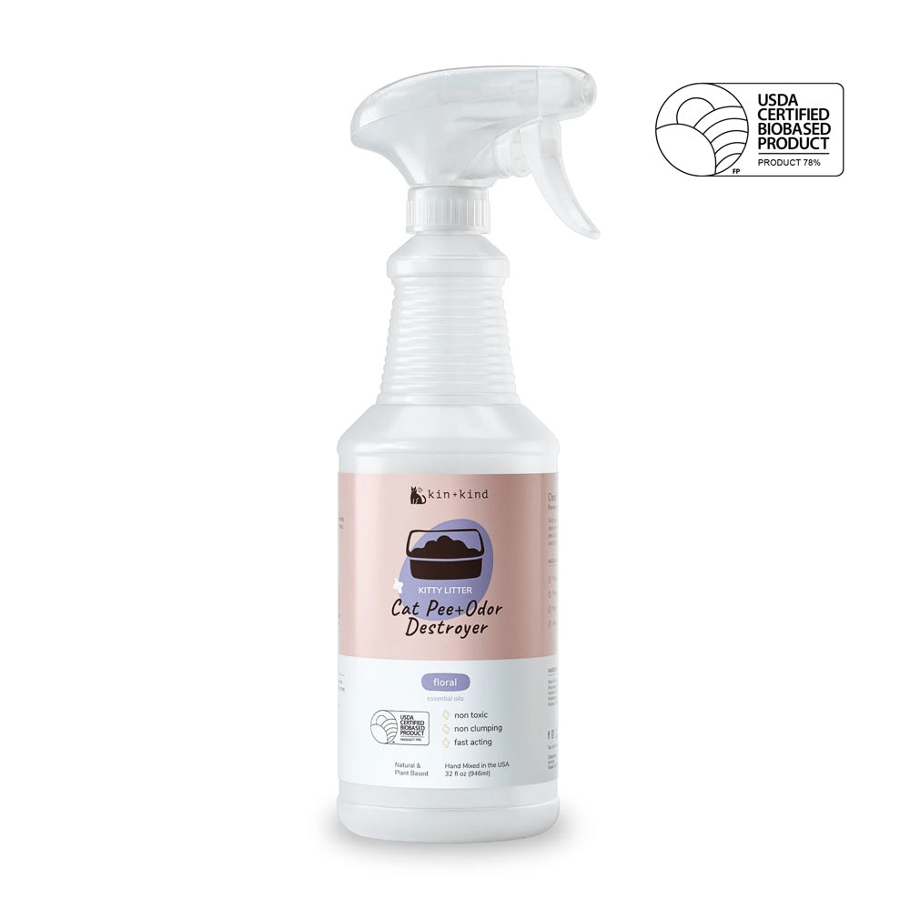 $2 OFF: Kin+Kind Cat Pee+Odor Destroyer 32oz (Kitty Litter) - Floral Lavender