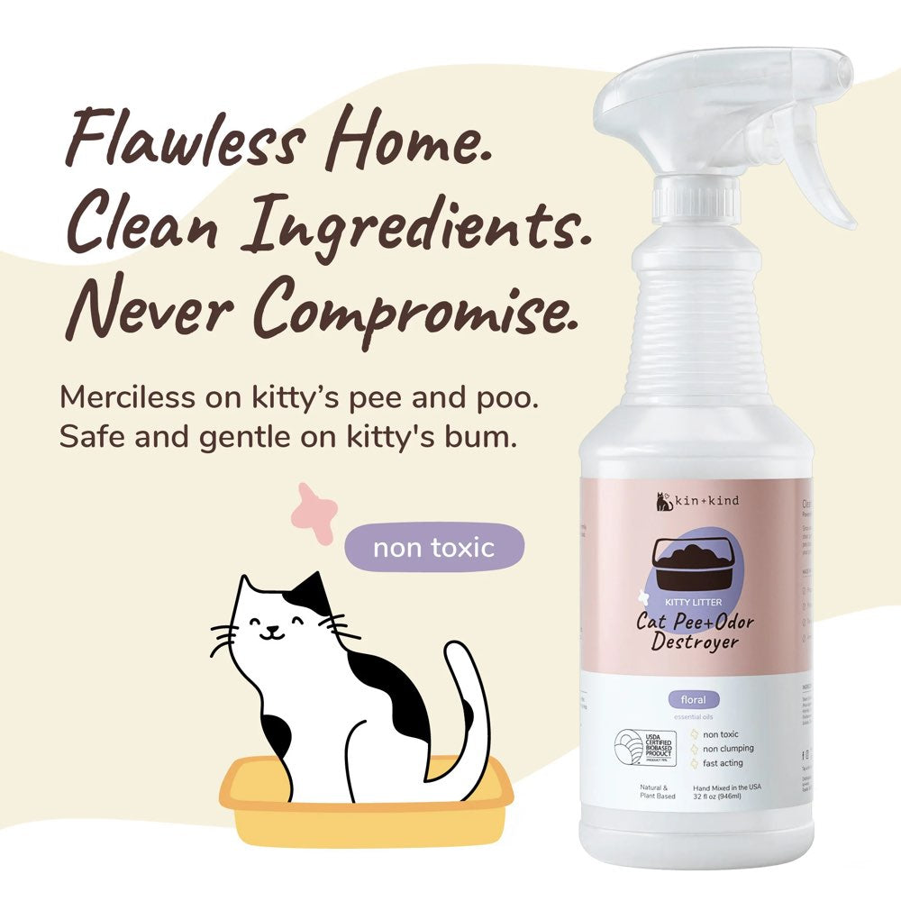 $2 OFF: Kin+Kind Cat Pee+Odor Destroyer 32oz (Kitty Litter) - Floral Lavender