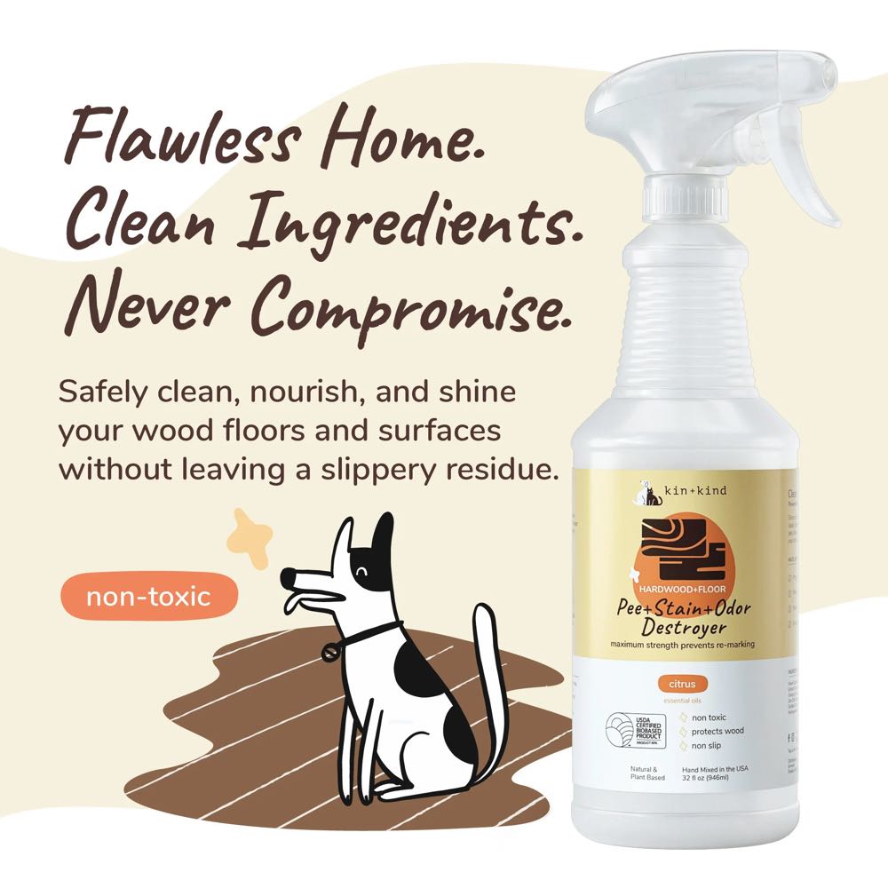 $2 OFF: Kin+Kind Pee+Stain+Odor Destroyer 32oz (Hardwood+Floor) - Citrus