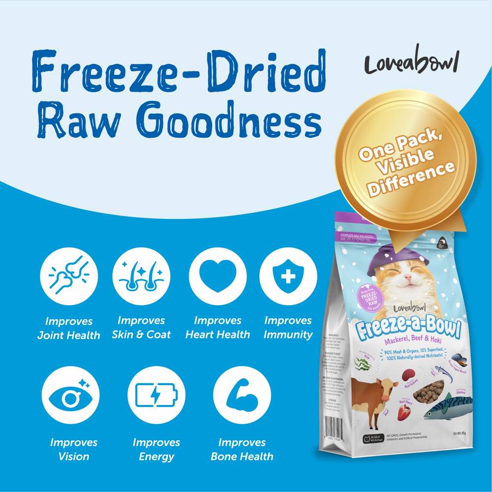 'Trial Special 22% OFF (Exp17Dec26)': Loveabowl Freeze-A-Bowl Grain-Free Freeze-Dried Raw Cat Food 85g