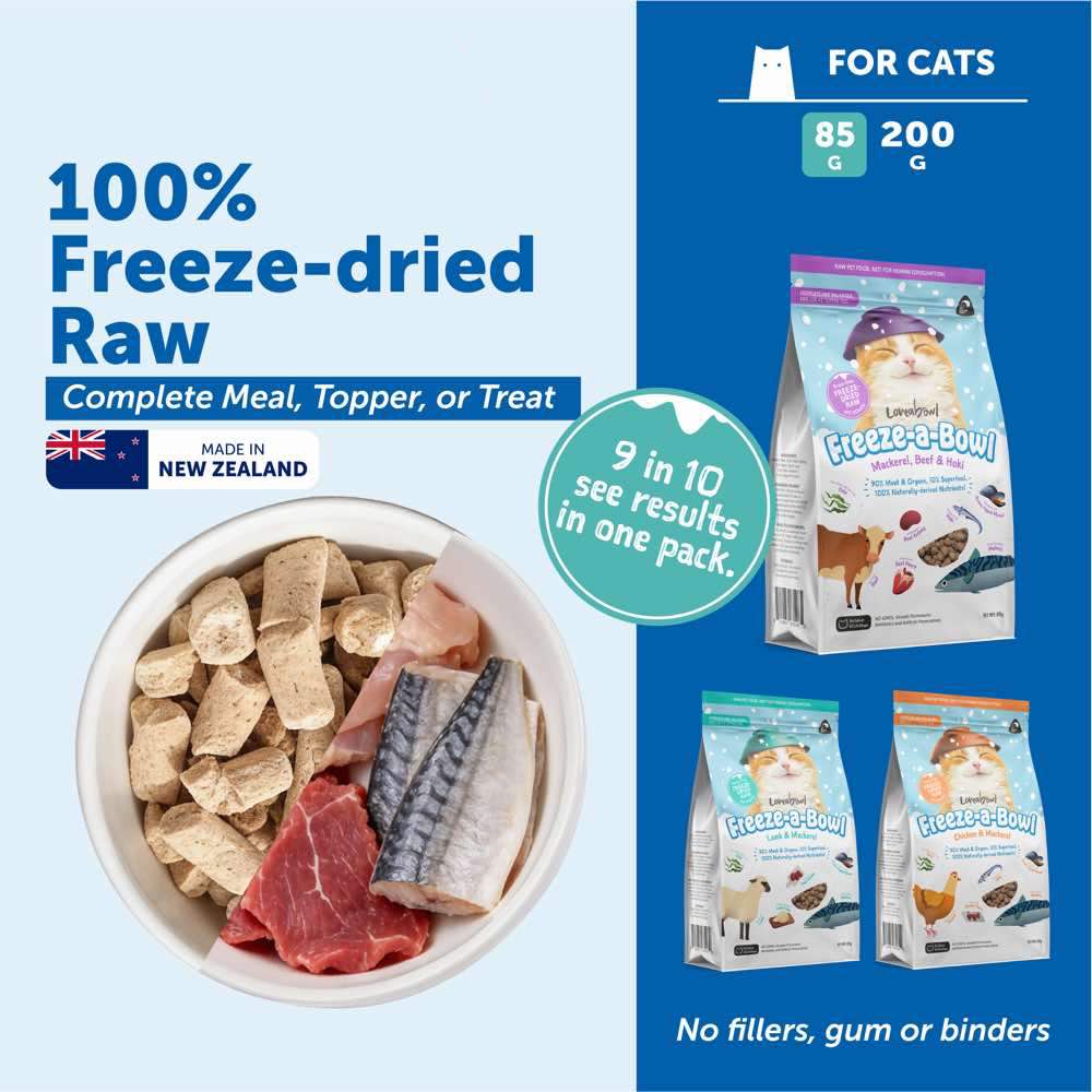 'Trial Special 22% OFF (Exp17Dec26)': Loveabowl Freeze-A-Bowl Grain-Free Freeze-Dried Raw Cat Food 85g