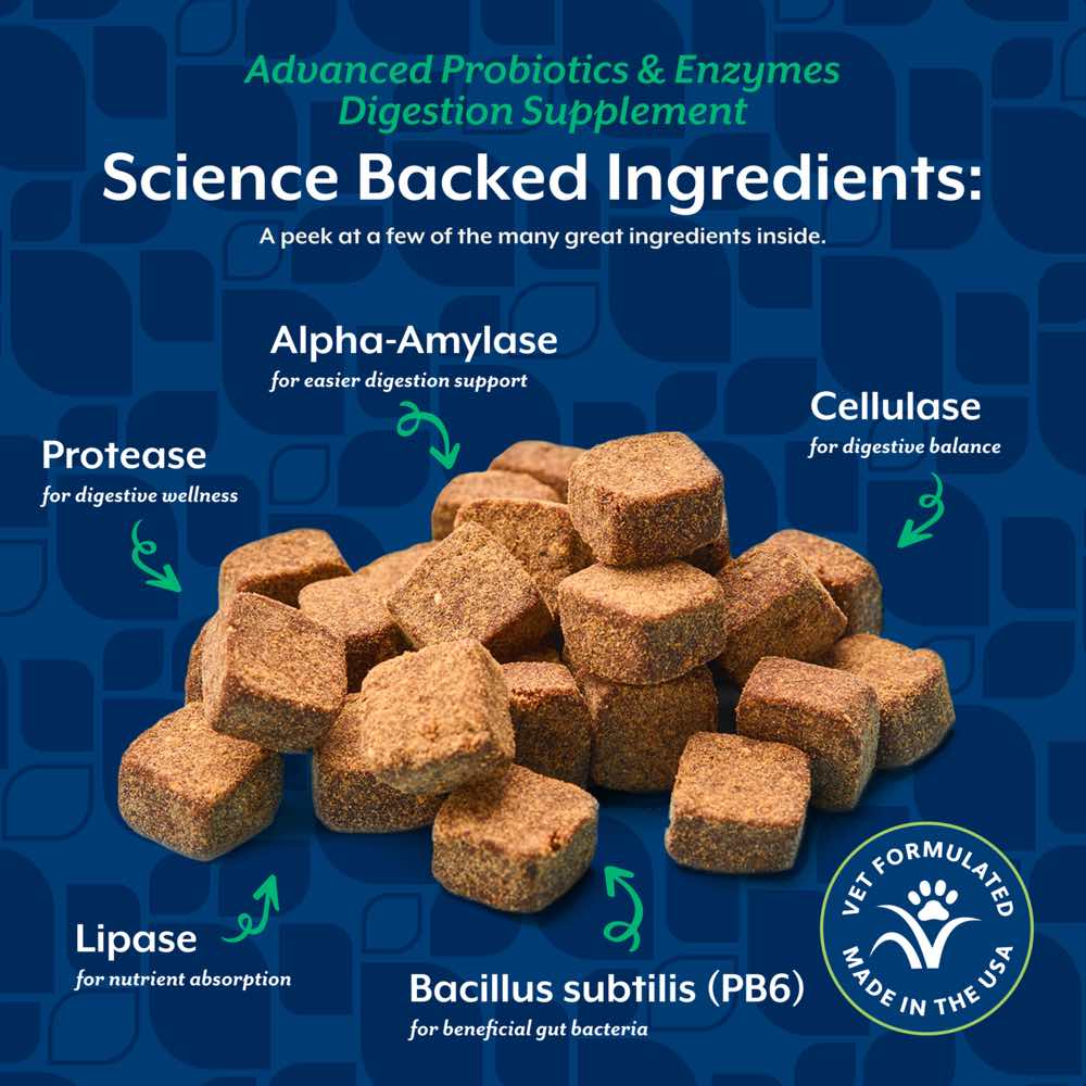 15% OFF: NaturVet Advanced Probiotics & Enzymes Soft Chew Supplement For Dogs 70chews