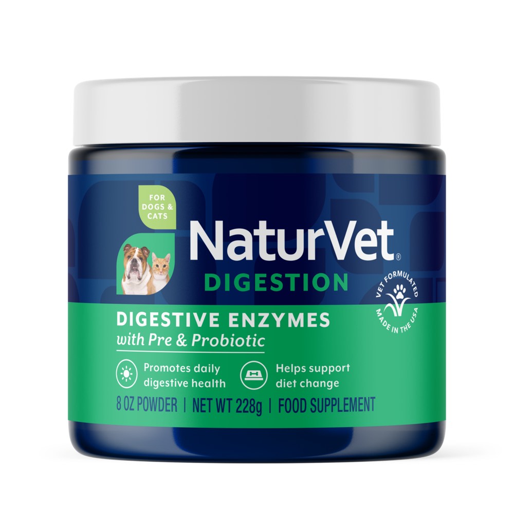 15% OFF: NaturVet Digestive Enzymes Plus Pre & Probiotics Powder Supplement For Dogs & Cats 8oz - Kohepets