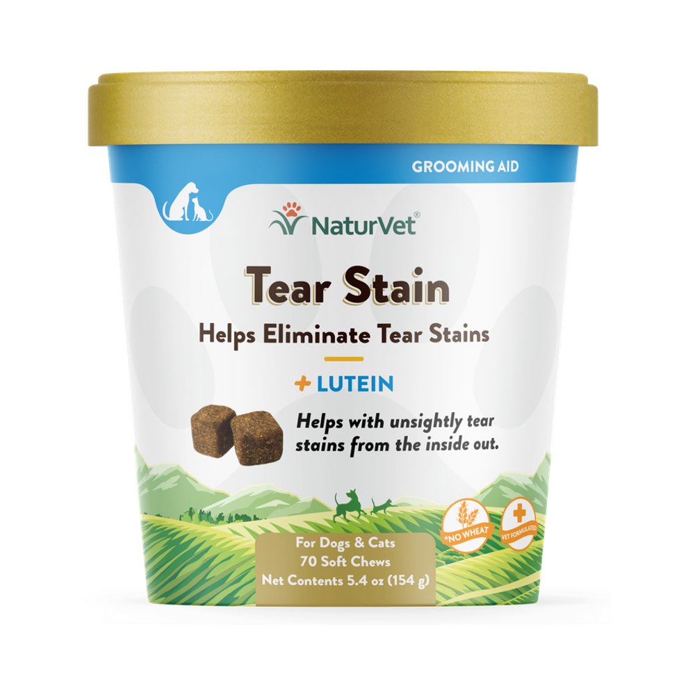 NaturVet Tear Stain Supplement Plus Lutein Soft Chew Cup For Dogs & Cats 70 count