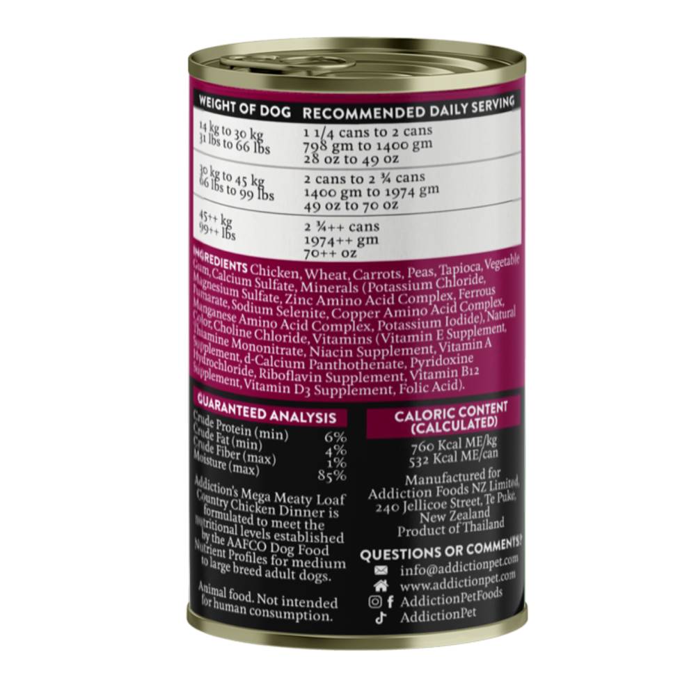 Addiction Mega Country Chicken Dinner Meaty Loaf Canned Dog Food 700g