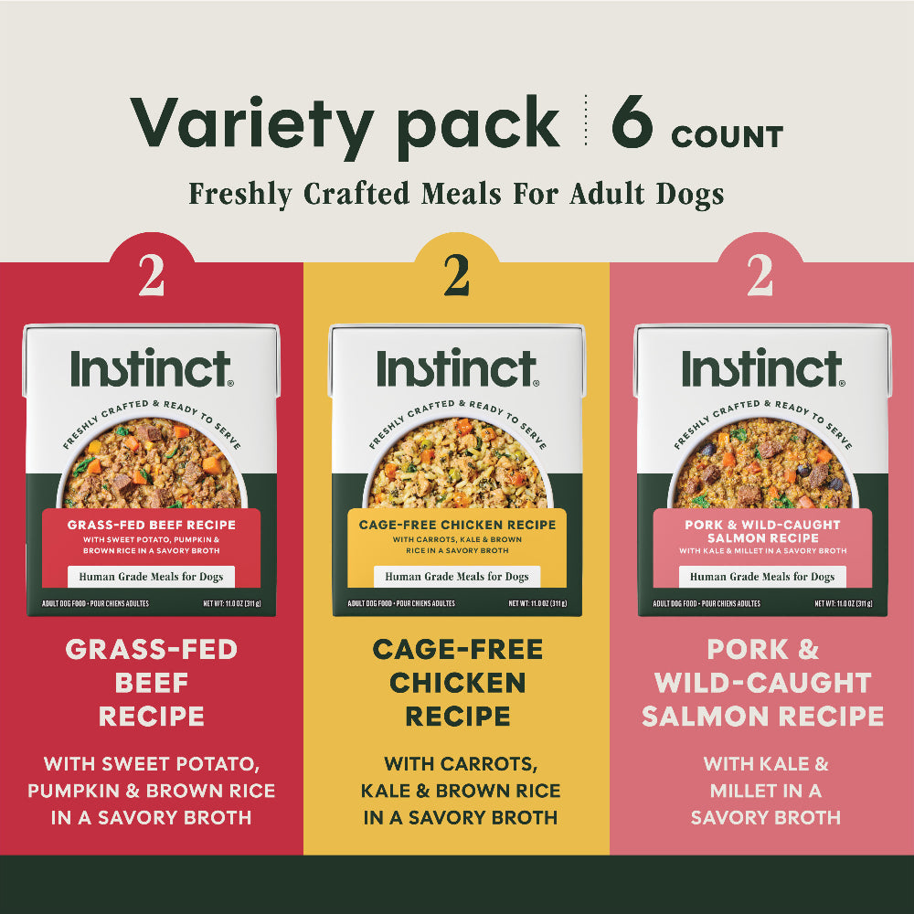 Instinct Freshly Crafted Meals Variety Pack Grain-Free Wet Dog Food (6 x 11oz)