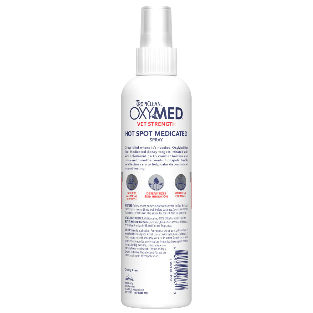TropiClean OxyMed Hot Spot Medicated Spray for Dogs 8oz