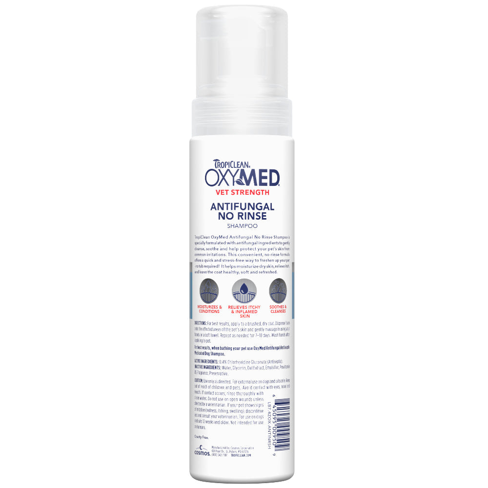 TropiClean OxyMed Antifungal No Rinse Waterless Shampoo 7.4oz
