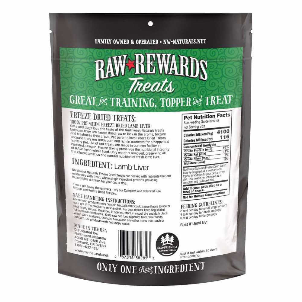 Northwest Naturals Raw Rewards Lamb Liver Freeze-Dried Dog & Cat Treats 3oz
