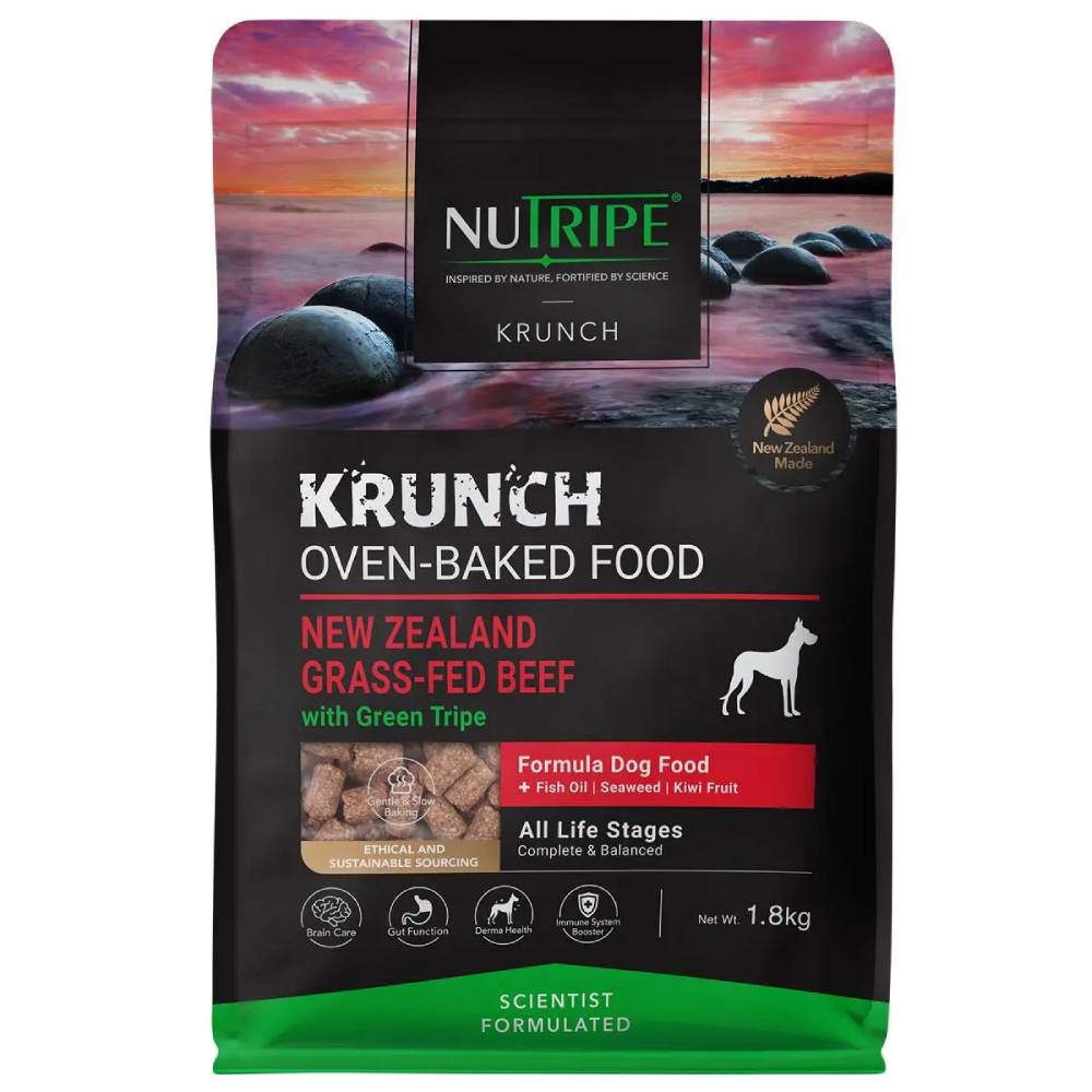 Nutripe Krunch NZ Grass-Fed Beef with Green Tripe Oven-Baked Dog Food
