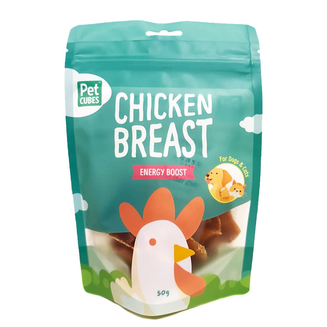 PetCubes Chicken Breast Jerky Grain-Free Treats For Cats & Dogs 50g