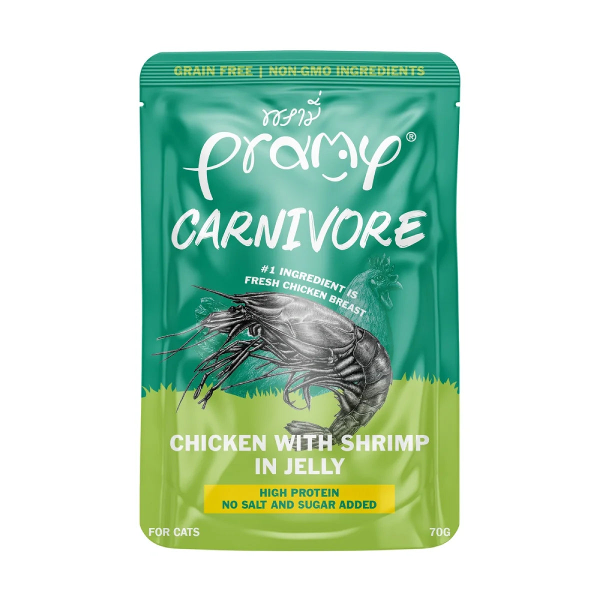 Pramy Carnivore Chicken with Shrimp in Jelly Pouch Cat Food 70g