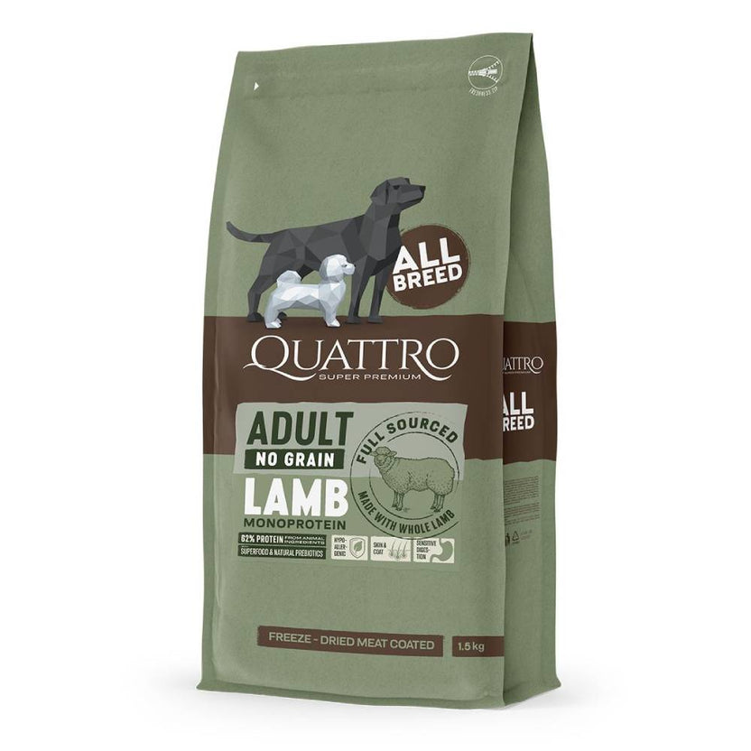 'FREE TOPPER': Quattro Lamb Adult All Breed No Grain Dry Dog Food ...
