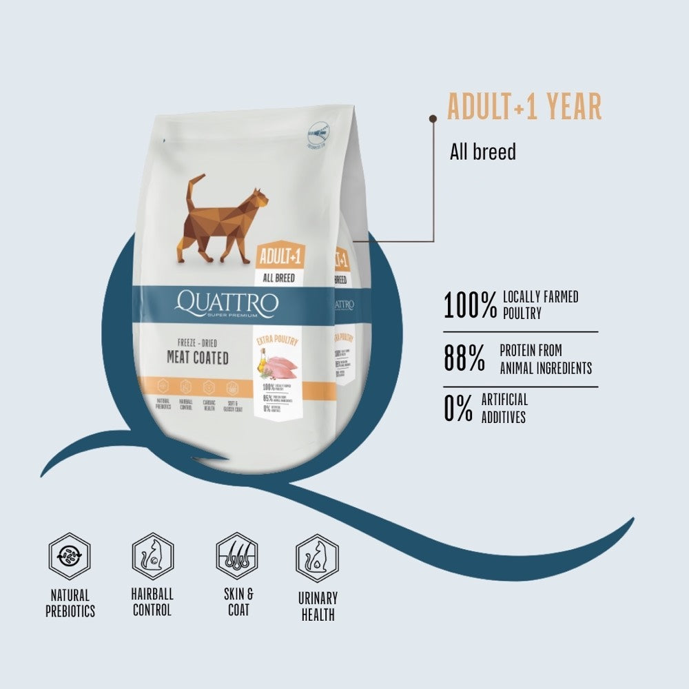 'FREE TREAT': Quattro Poultry Adult Dry Cat Food