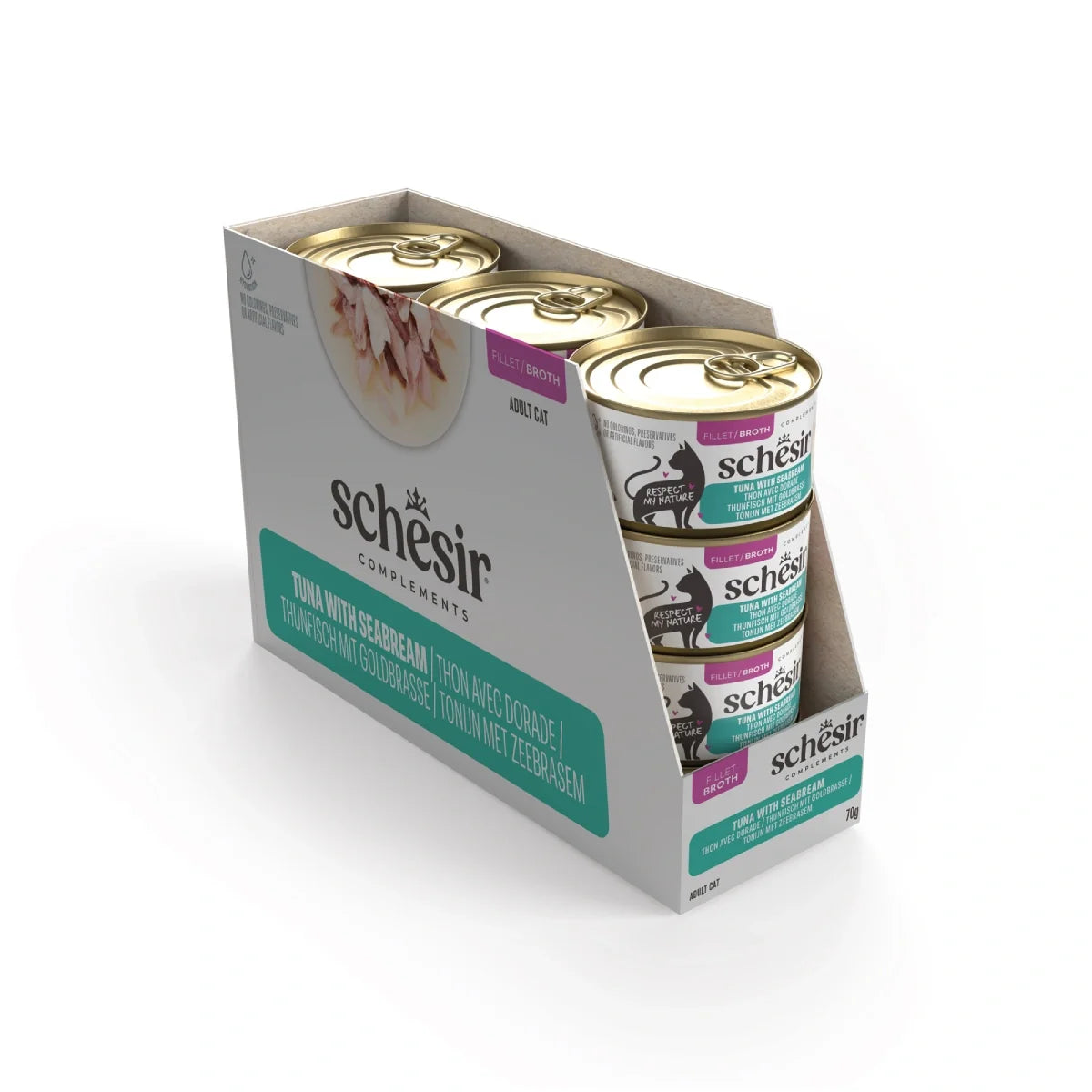 Schesir Complements Tuna with Seabream in Broth Canned Cat Food 70g