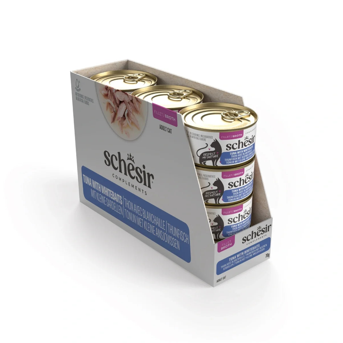Schesir Complements Tuna with Whitebaits in Broth Canned Cat Food 70g