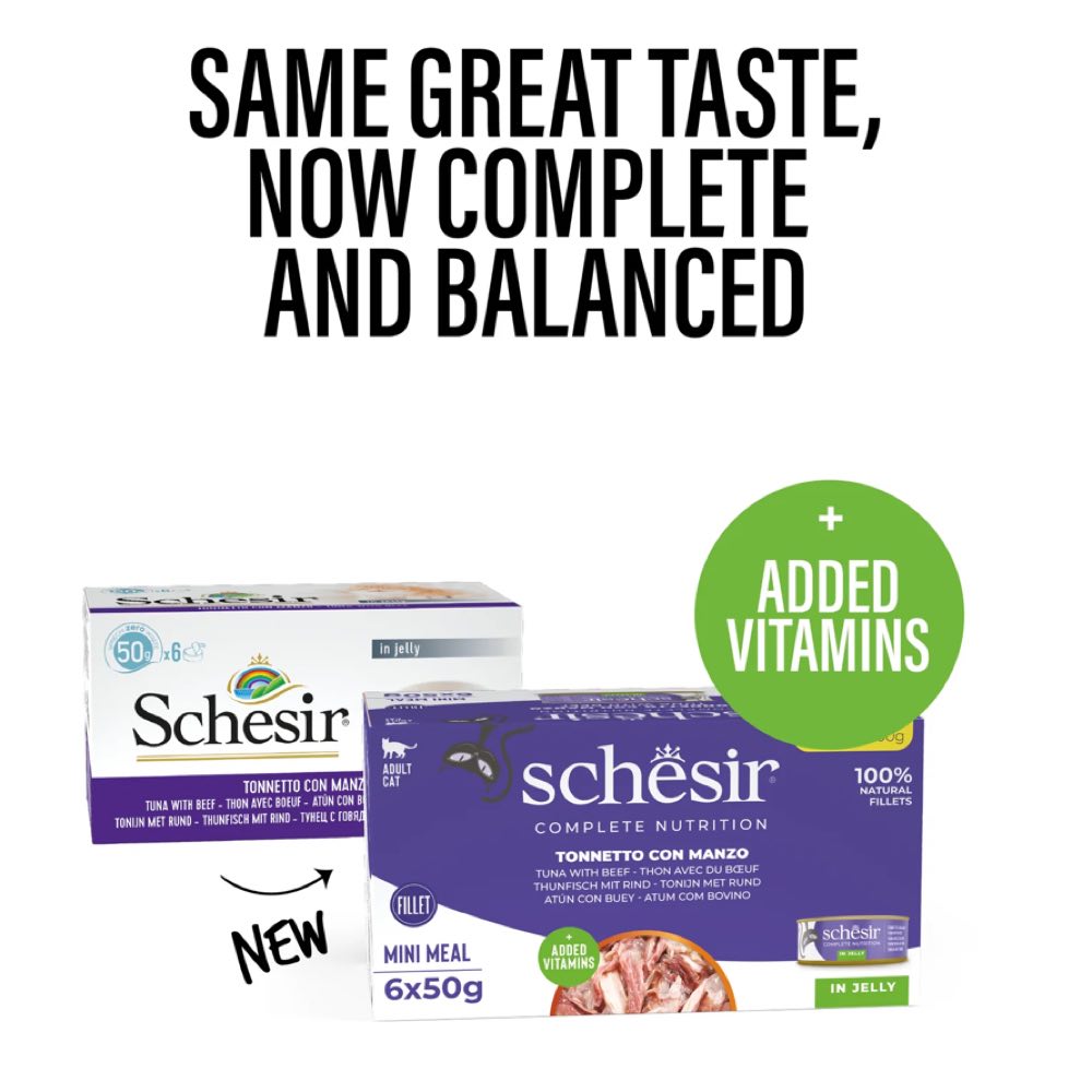 19% OFF: Schesir Tuna with Beef Fillets in Jelly Adult Canned Cat Food Multipack 50g x 6