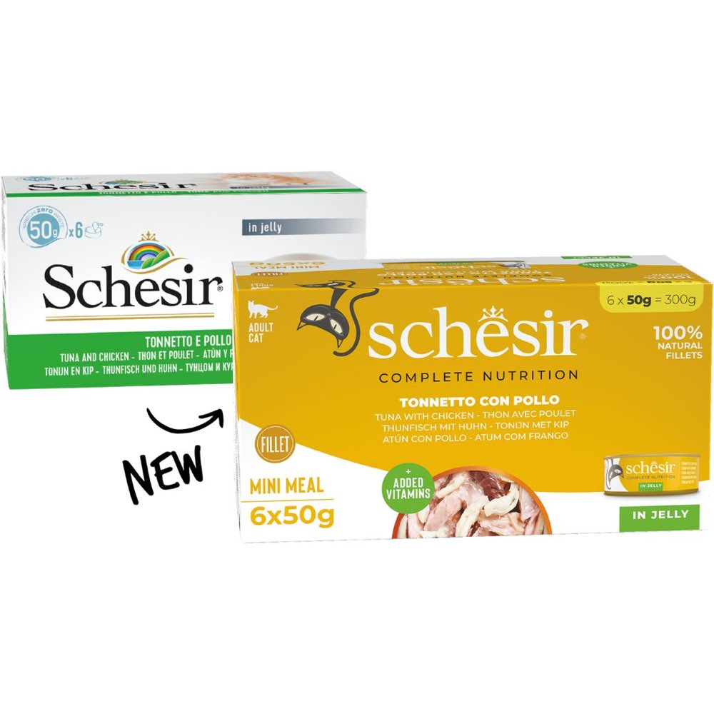 19% OFF: Schesir Tuna with Chicken Fillets in Natural Jelly Adult Canned Cat Food Multipack 50g x 6