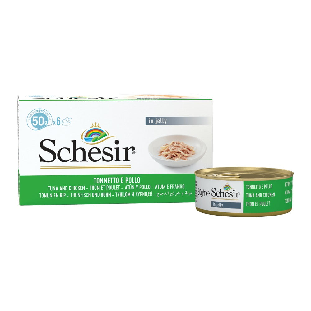 Schesir Tuna with Chicken Fillets in Natural Jelly Adult Canned Cat Food Multipack 50g x 6