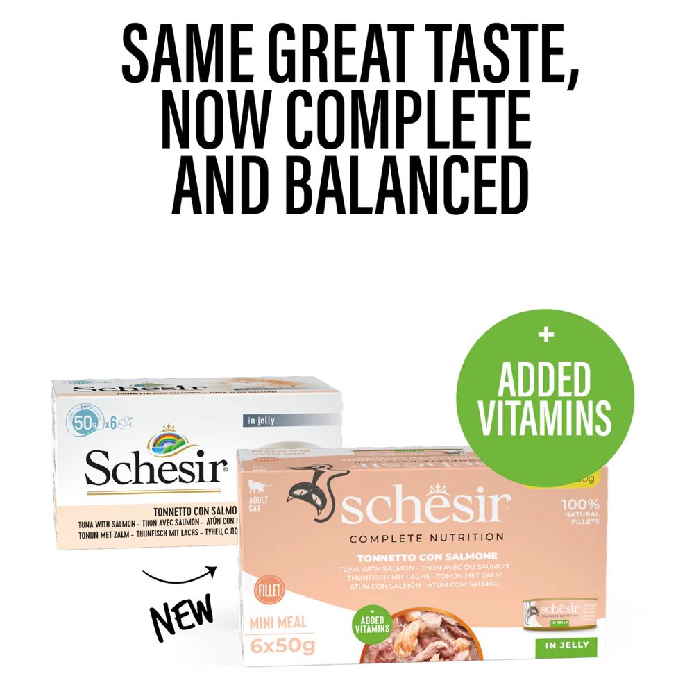 19% OFF: Schesir Tuna with Salmon in Natural Jelly Adult Canned Cat Food Multipack 50g x 6