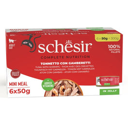 19% OFF: Schesir Tuna with Shrimps in Natural Jelly Adult Canned Cat Food Multipack 50g x 6