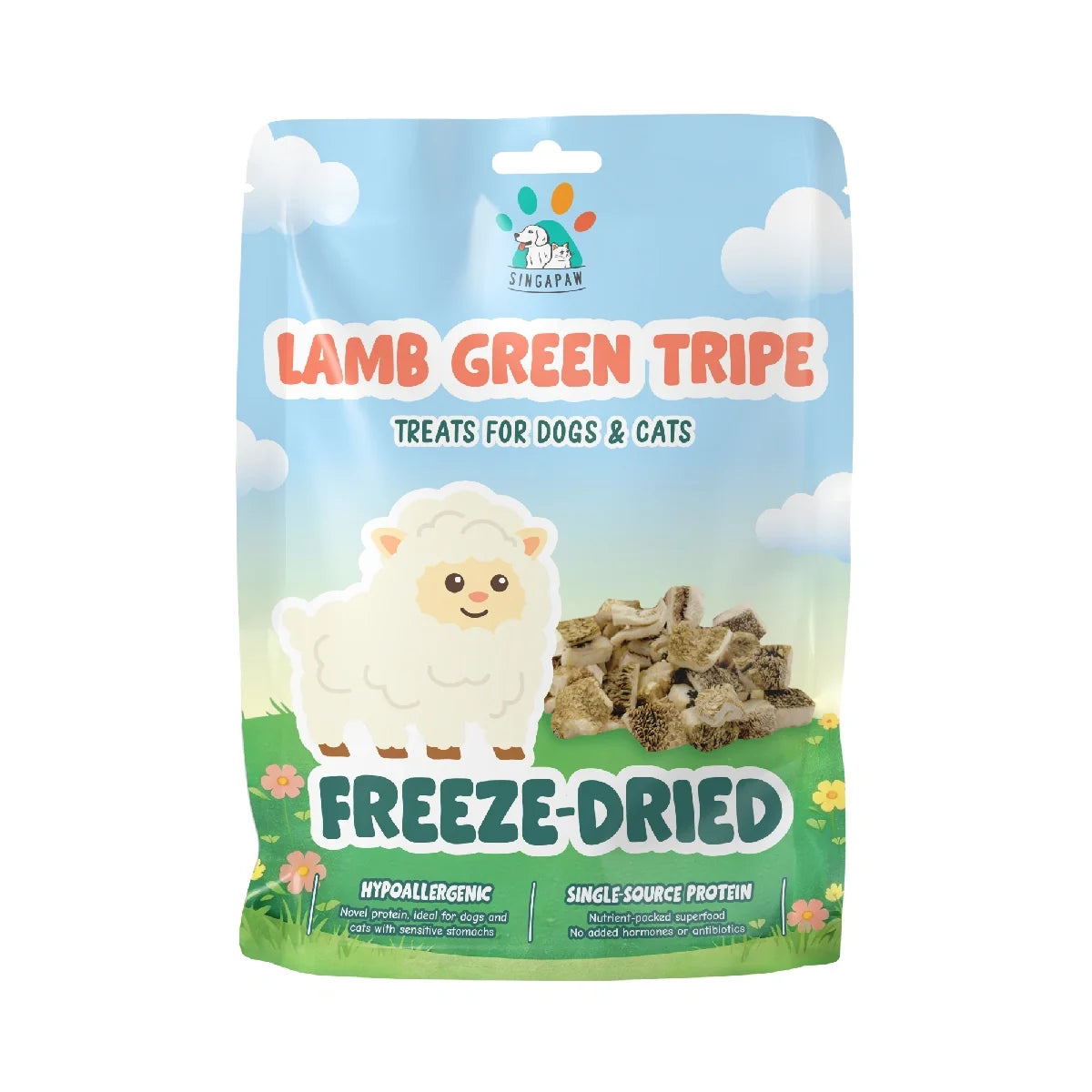 Singapaw Freeze-Dried Lamb Green Tripe Cubes Dog & Cat Treat 50g