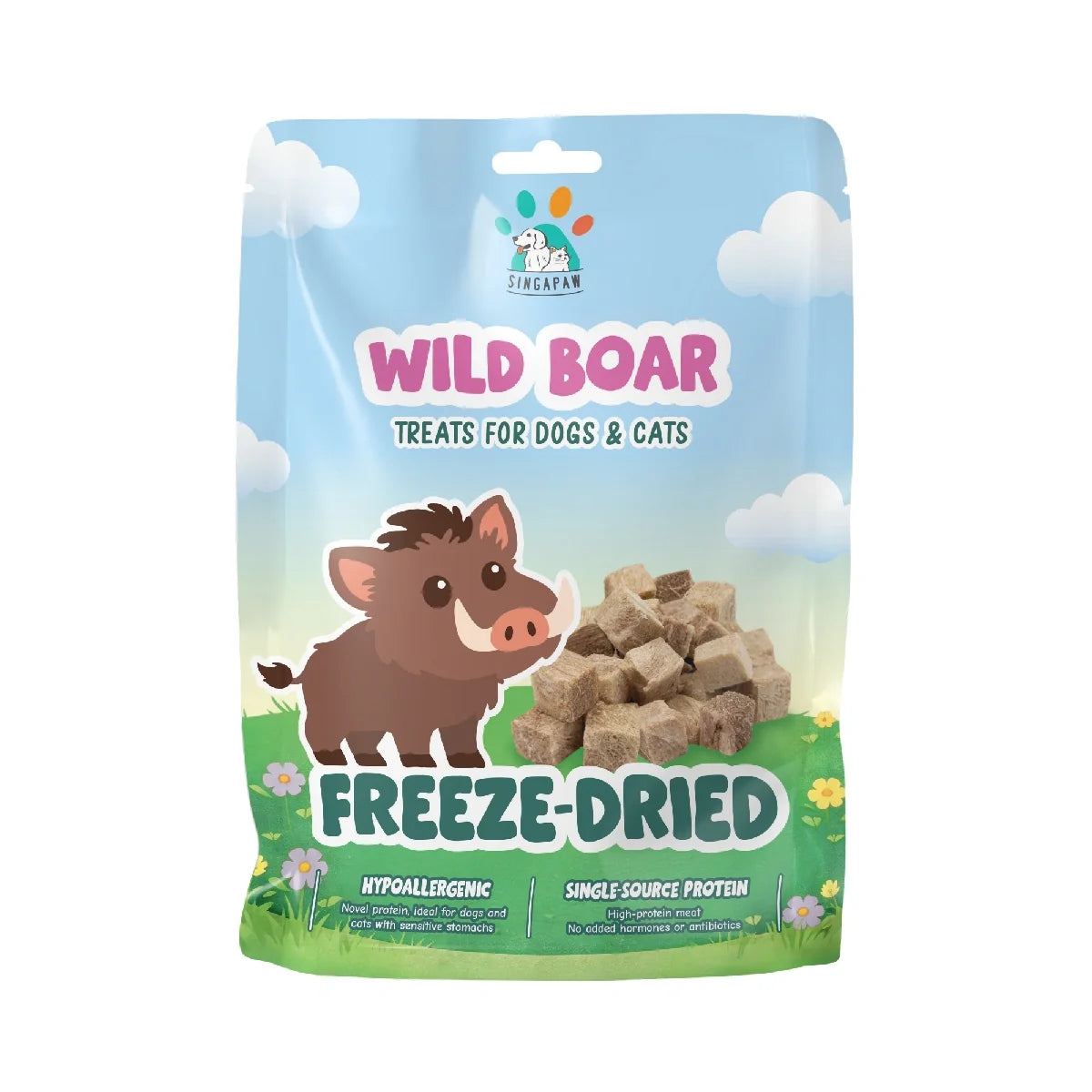 Singapaw Freeze-Dried Wild Boar Cubes Dog & Cat Treat 50g