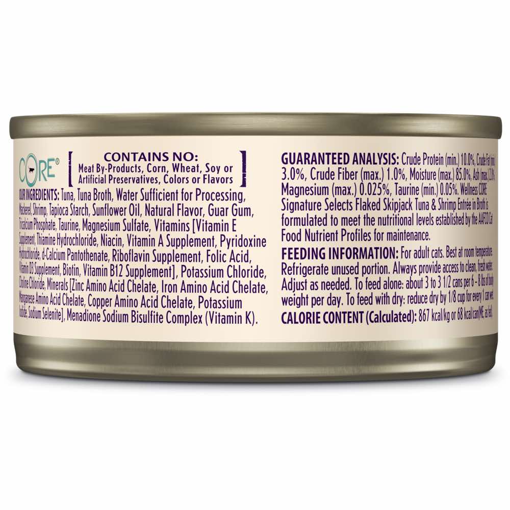 Wellness CORE Signature Selects Flaked Skipjack Tuna & Shrimp Grain-Free Canned Cat Food