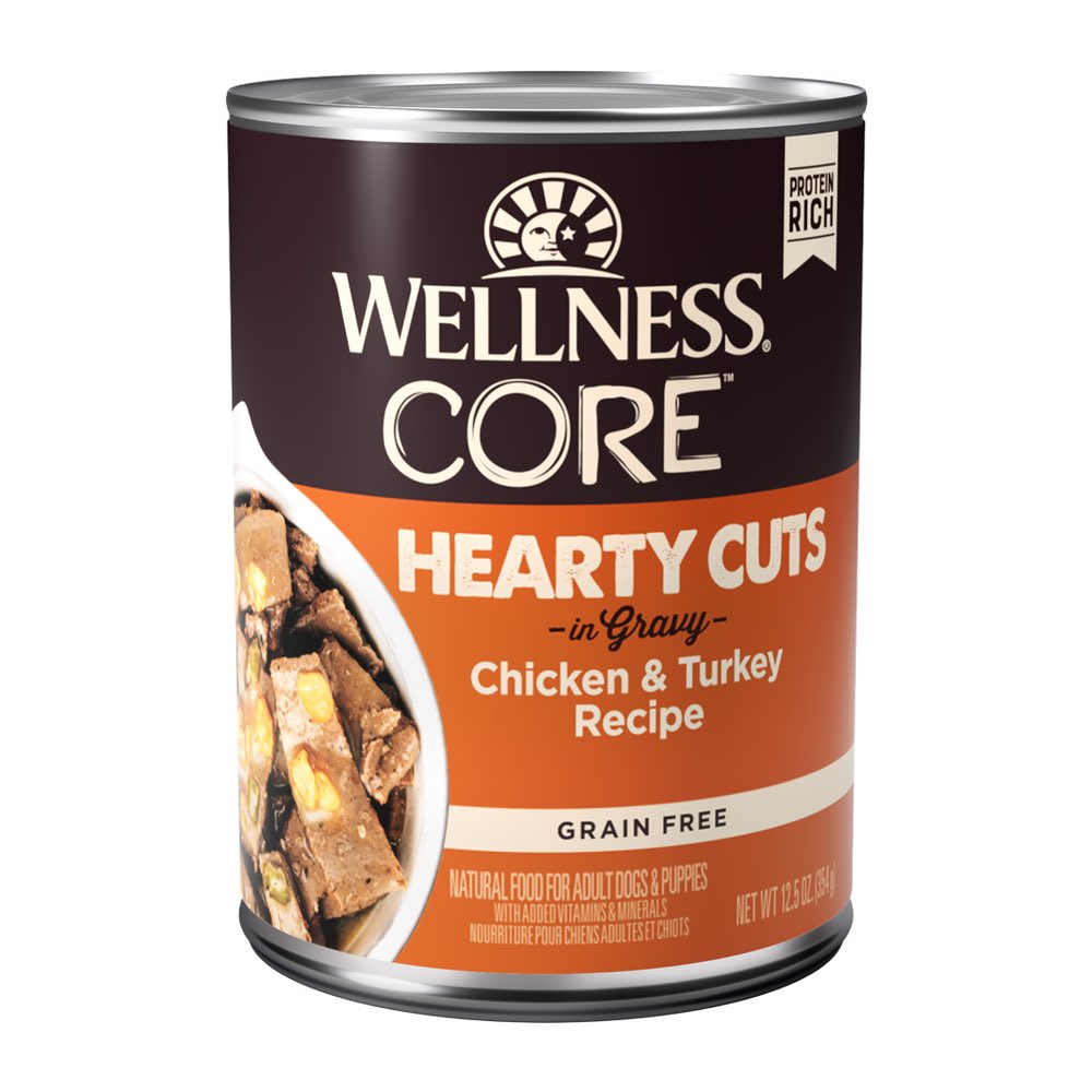 Wellness CORE Grain-Free Hearty Cuts In Gravy Chicken & Turkey Canned Dog Food 354g