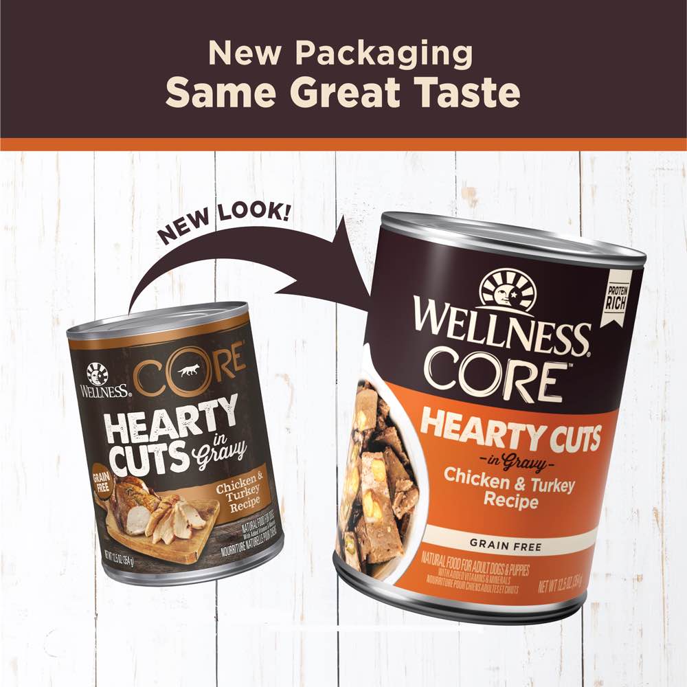 Wellness CORE Grain-Free Hearty Cuts In Gravy Chicken & Turkey Canned Dog Food 354g