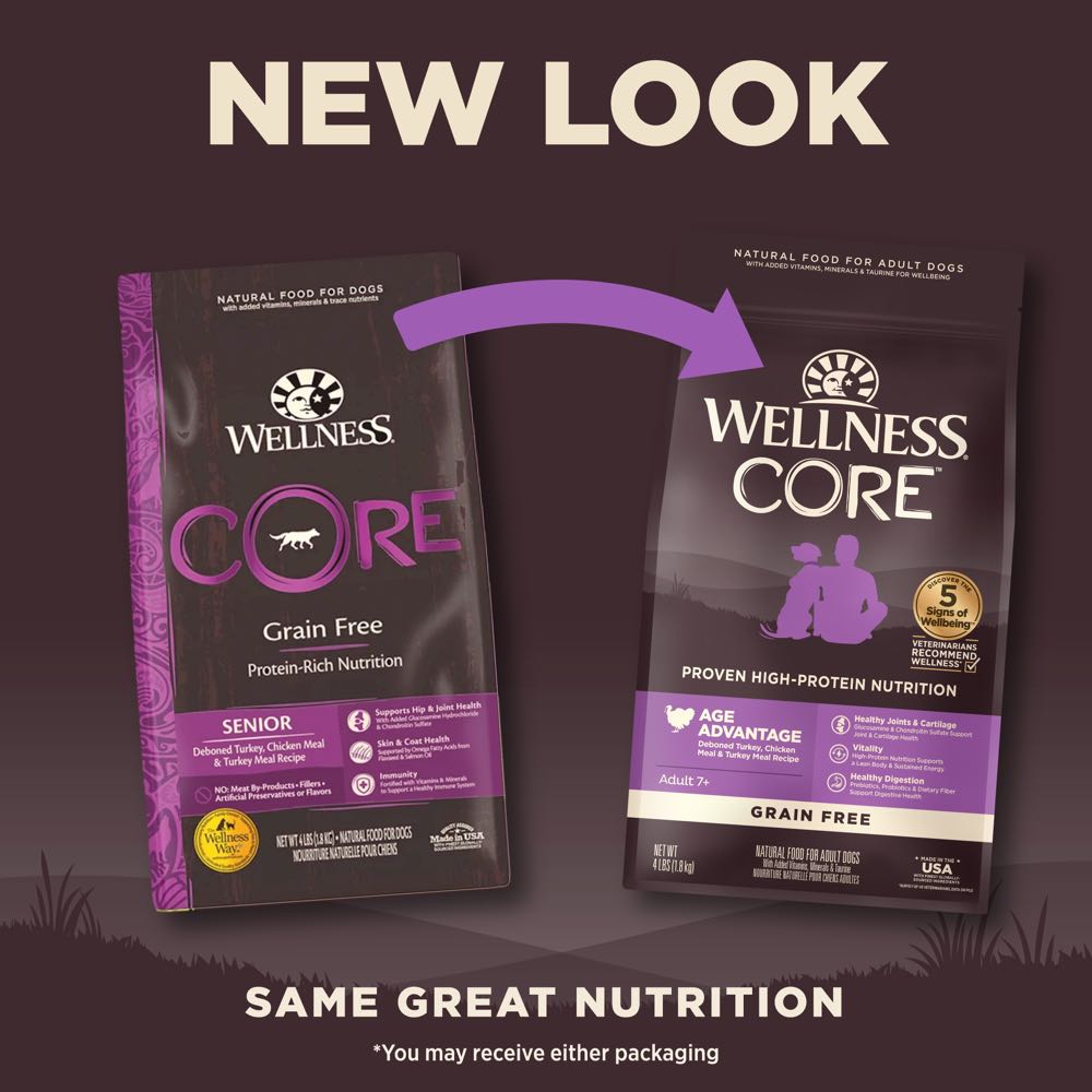 'FREE TREAT': Wellness CORE Grain-Free Age Advantage Senior Dry Dog Food