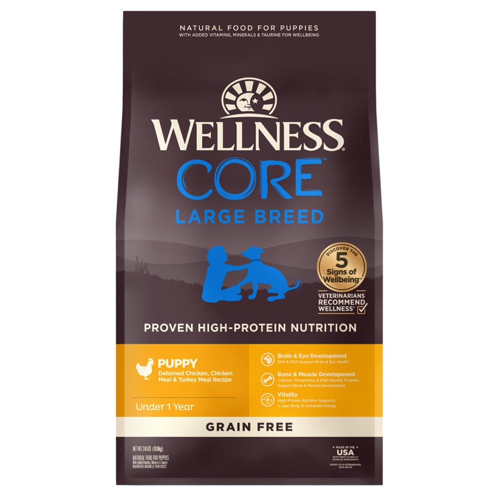 '30% OFF + FREE TREAT': Wellness CORE Grain Free Large Breed Puppy Dry Dog Food 24lb