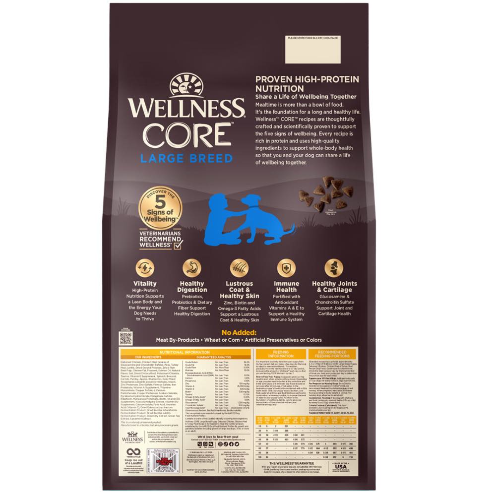 '30% OFF + FREE TREAT': Wellness CORE Grain Free Large Breed Puppy Dry Dog Food 24lb