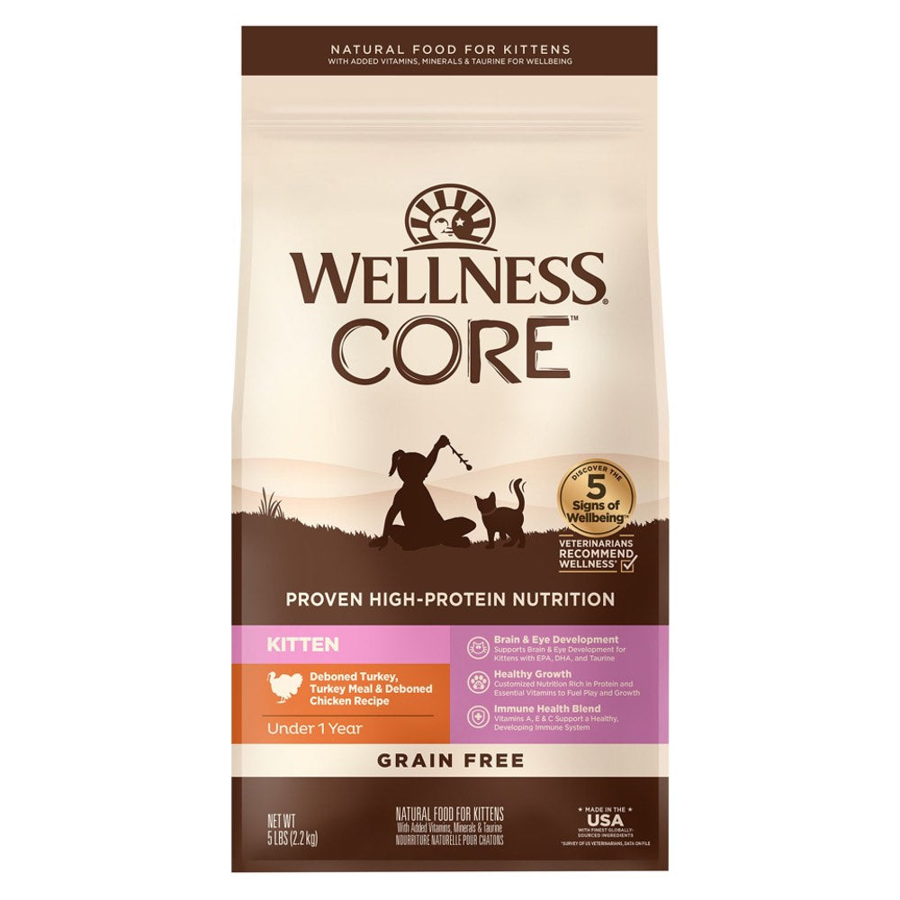 Wellness CORE Kitten Deboned Turkey, Turkey Meal & Deboned Chicken Grain-Free Dry Cat Food