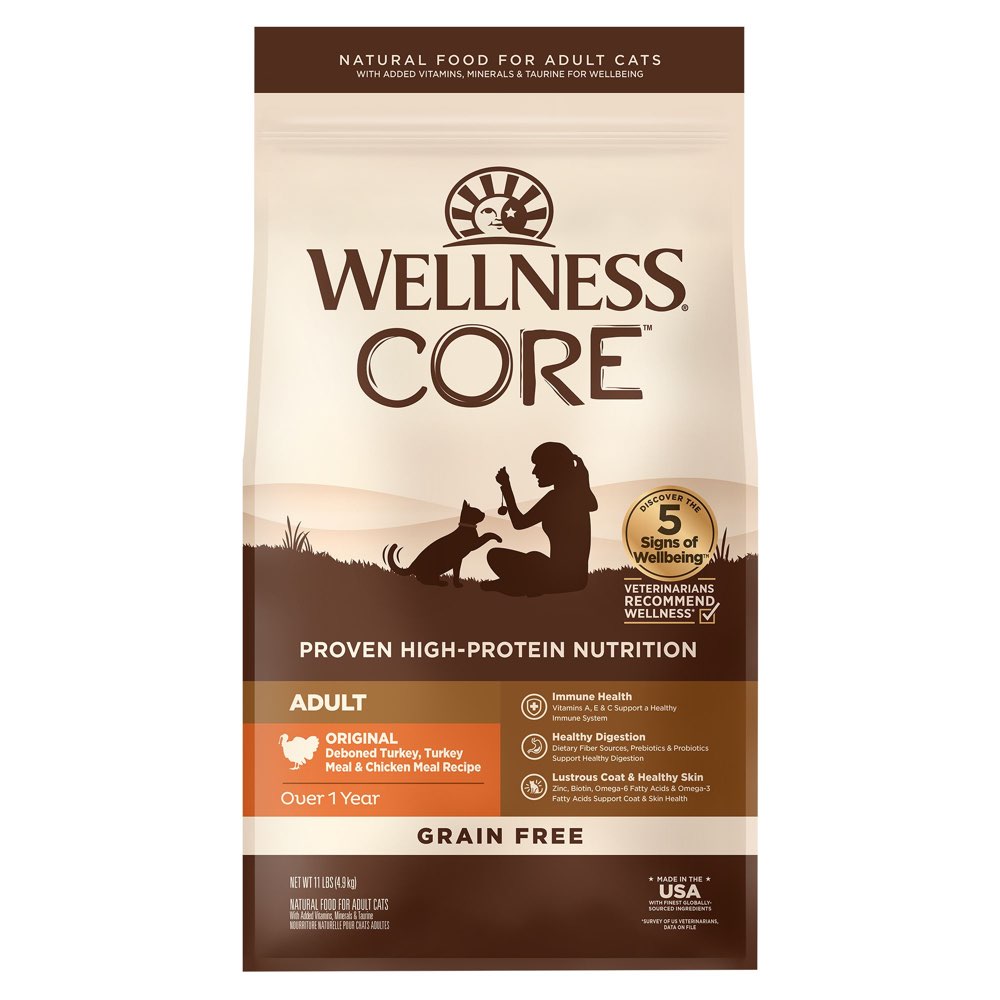 'FREE TREAT': Wellness CORE Original Deboned Turkey, Turkey Meal & Chicken Meal Grain-Free Adult Dry Cat Food