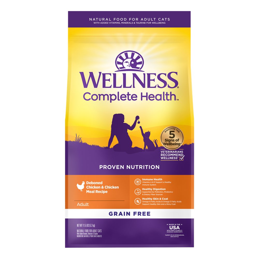 Wellness Complete Health Grain Free Adult Deboned Chicken & Chicken Meal Dry Cat Food 11.5lb