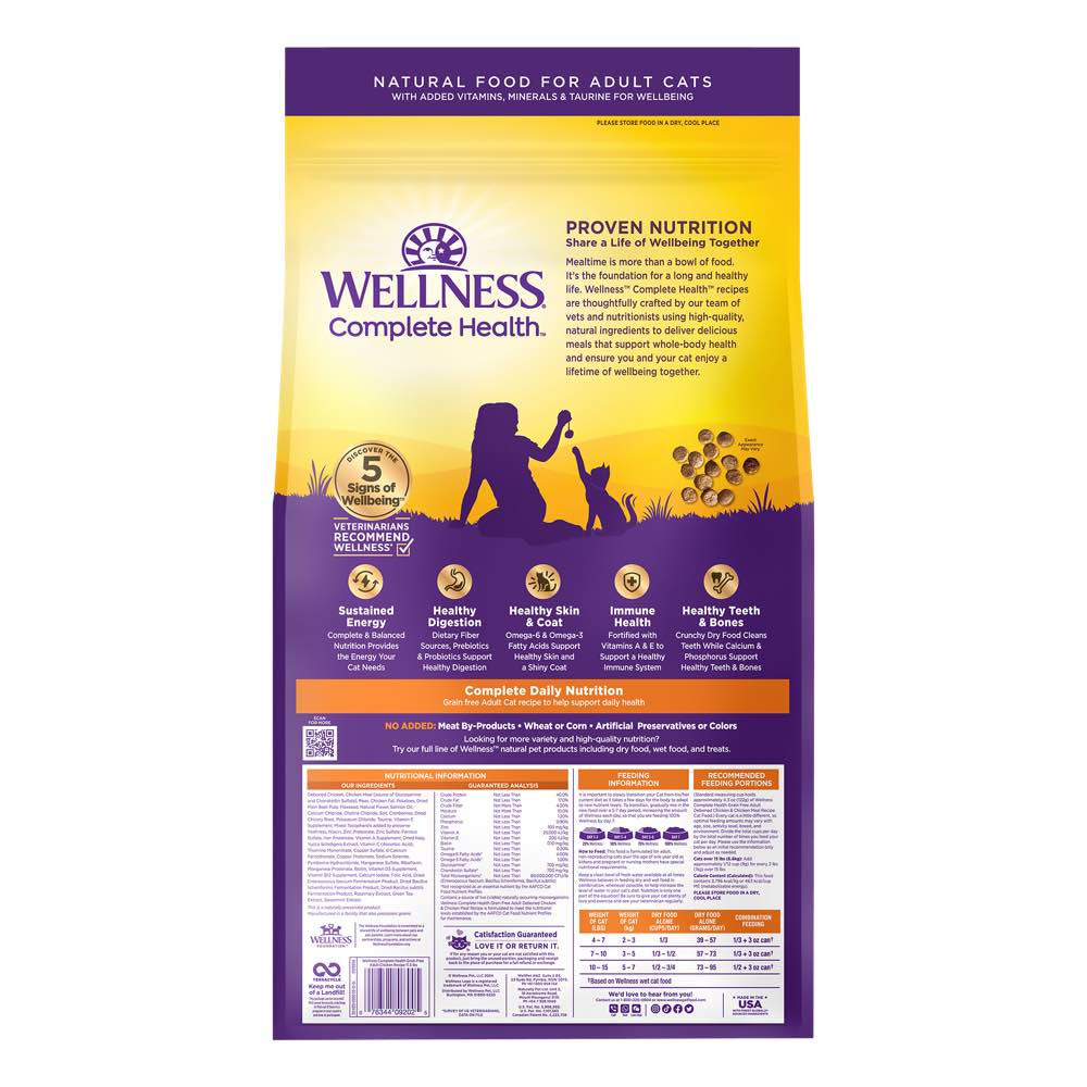 Wellness Complete Health Grain Free Adult Deboned Chicken & Chicken Meal Dry Cat Food 11.5lb