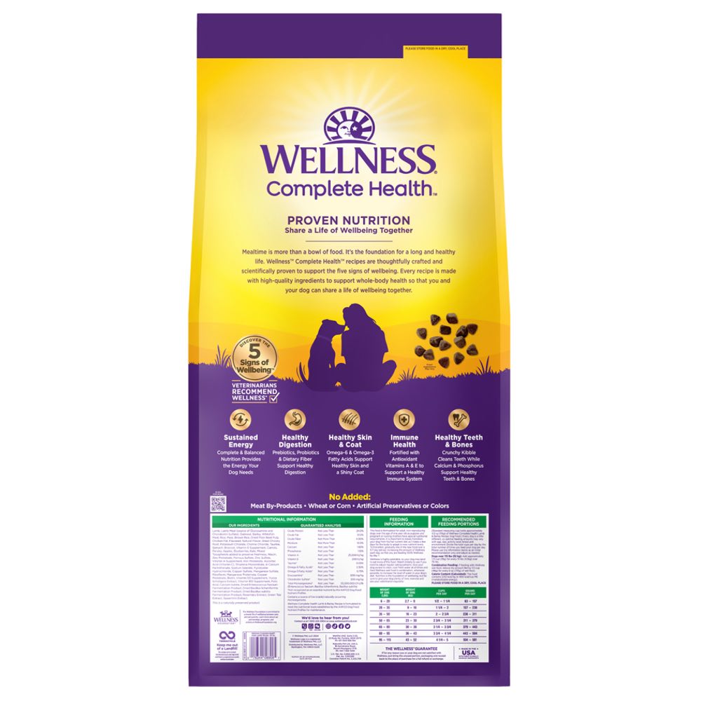 Wellness Complete Health Lamb & Barley Adult Dry Dry Dog Food - Kohepets